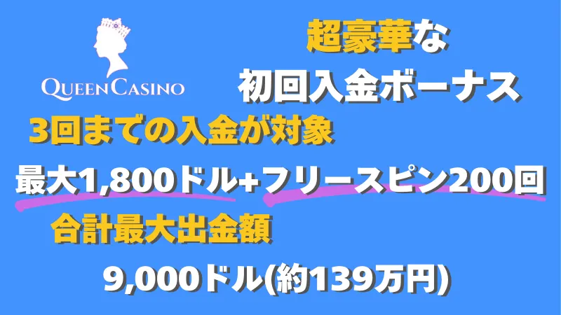 新クイーンカジノ　初回入金ボーナス説明