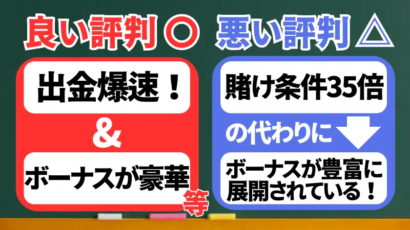 シャッフルカジノの良い評判と悪い評判をまとめた画像